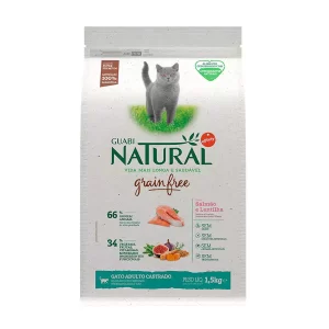 Ração Guabi Natural Grain Free para Gatos Adultos Castrados Sabor Salmão e Lentilha