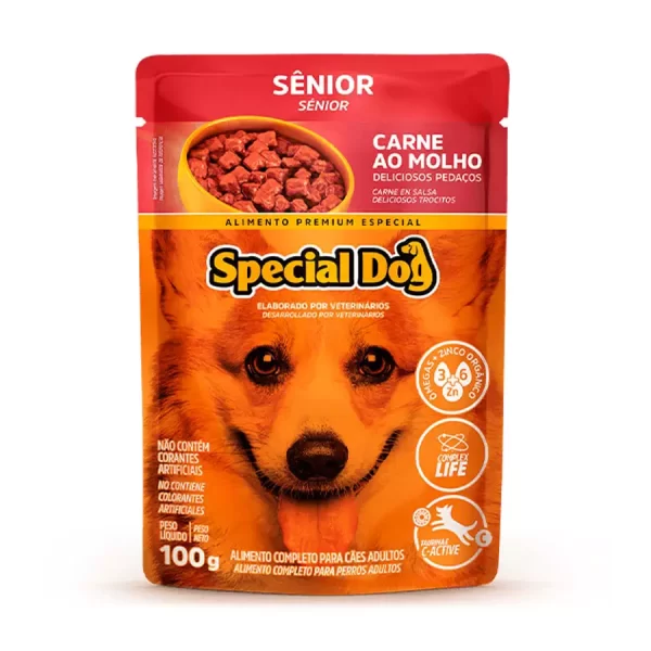 Ração Úmida Special Dog Sachê para Cães Sênior Sabor Carne 100g