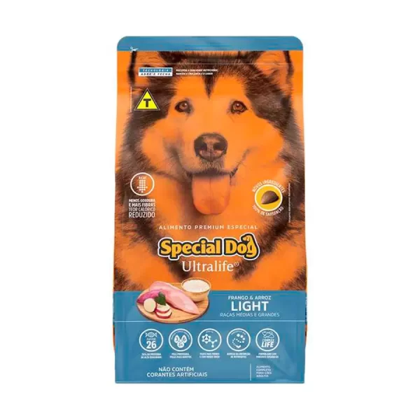 Ração Special Dog Ultralife Light para Cães de Raças Médias e Grandes Sabor Frango e Arroz