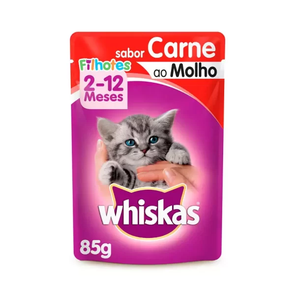 Ração Úmida Whiskas Sachê para Gatos Filhotes Sabor Carne ao Molho – 85g Código: 20003300000010Marca: Whiskas