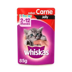Ração Úmida Whiskas Sachê Jelly para Gatos Adultos Sabor Carne – 85g