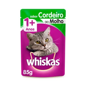 Ração Úmida Whiskas Sachê para Gatos Adultos Sabor Cordeiro ao Molho – 85g