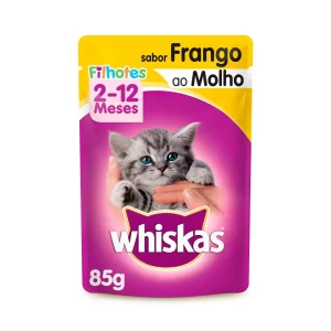 Ração Úmida Whiskas Sachê para Gatos Filhotes Sabor Frango ao Molho – 85g