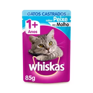 Ração Úmida Whiskas Para Gatos Castrados Sachê Sabor Peixe – 85g