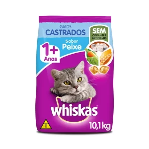 Ração Whiskas para Gatos Adultos Castrados Sabor Peixe