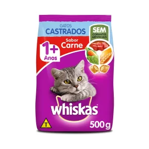 Ração Whiskas para Gatos Adultos Castrados Sabor Carne