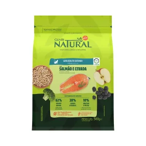 Ração Guabi Natural para Gatos Adultos Castrados Sabor Salmão e Cevada