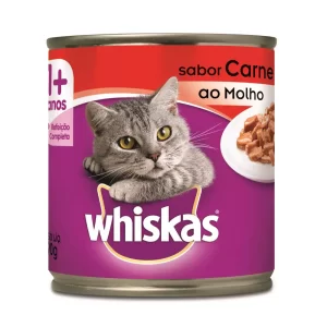 Ração Úmida Whiskas Lata para Gatos Adultos Sabor Carne ao Molho – 290g